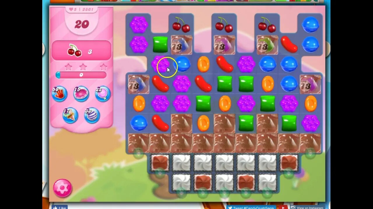 Candy Crush 2861 Talkthrough, 20 Moves 0 Boosters