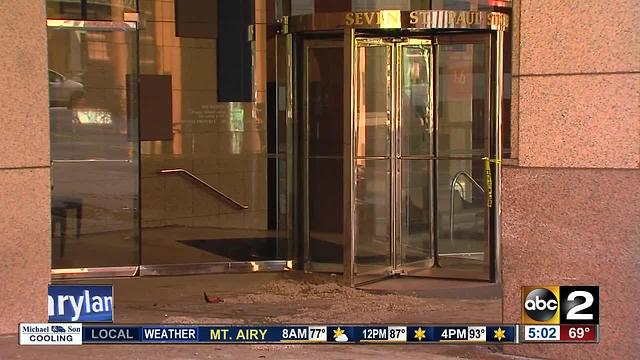 Car crashes into Wells Fargo Bank location in Baltimore