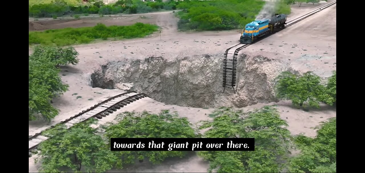 Train vs Giant pit 😱