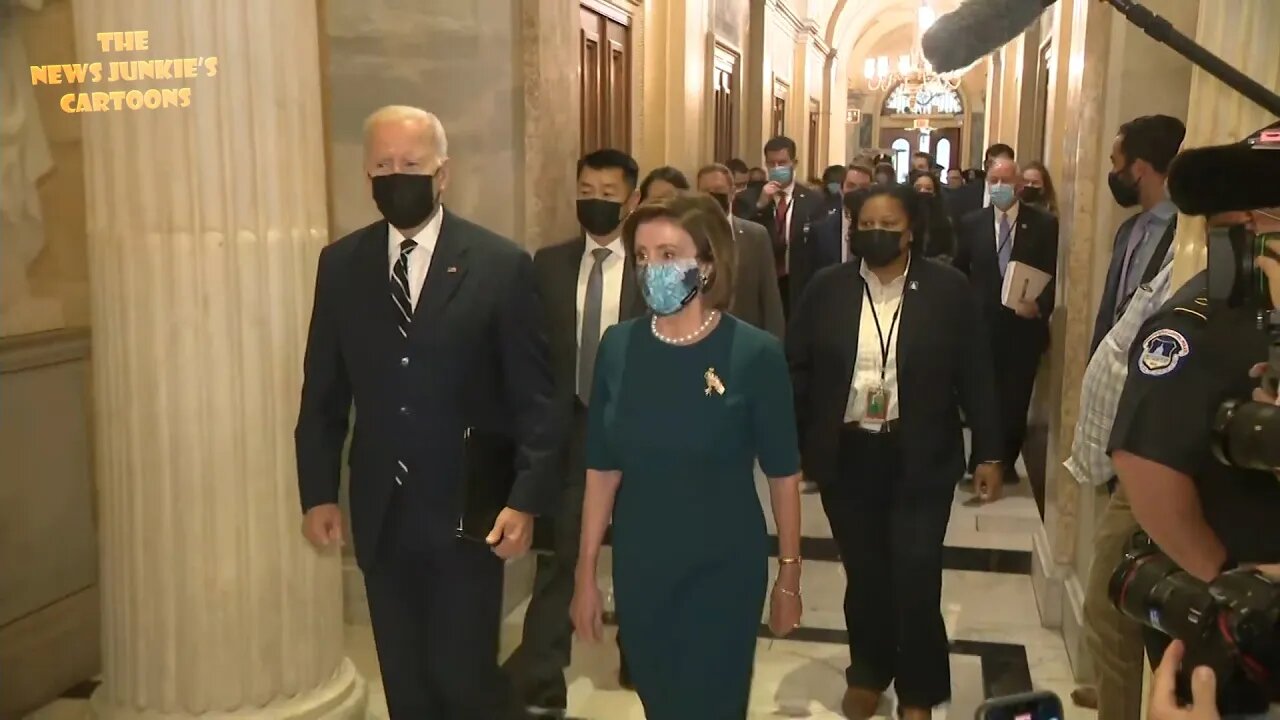 Biden walks with Democrats in the Capitol ignoring questions from the press: "Good day."
