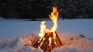 Bonfire in the snow