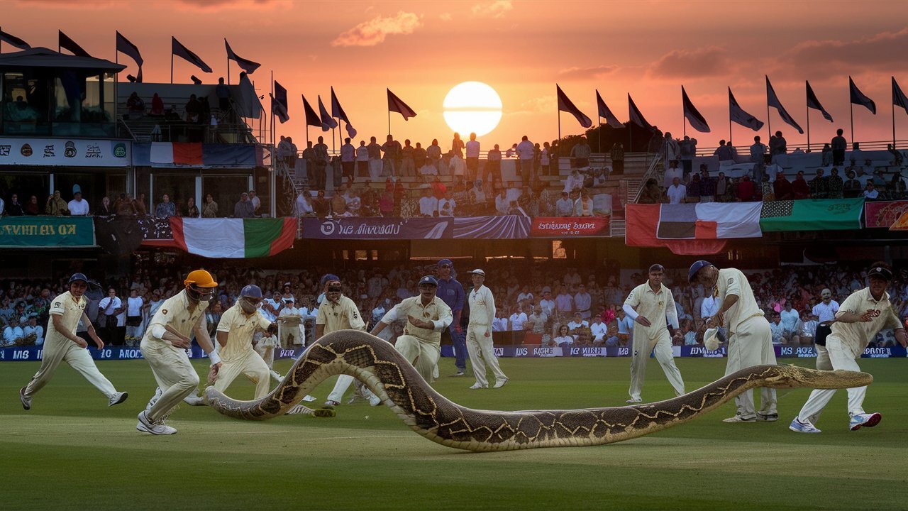 Giant Snake Invades Cricket Ground, Sparking ISI-Related Panic