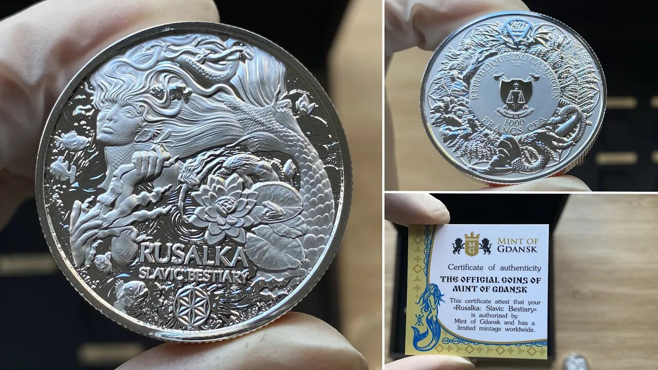 RUSALKA SLAVIC BESTIARY 2023 1000 FRANCS 2 OZ PURE SILVER BU COIN – REPUBLIC OF CAMEROON