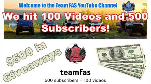 Free to Enter $500 Giveaway! We hit 500+ Subscribers and Uploaded our 100th Video. Thank You All!