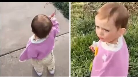 Sweet little girl loves to wave at construction workers #Shorts