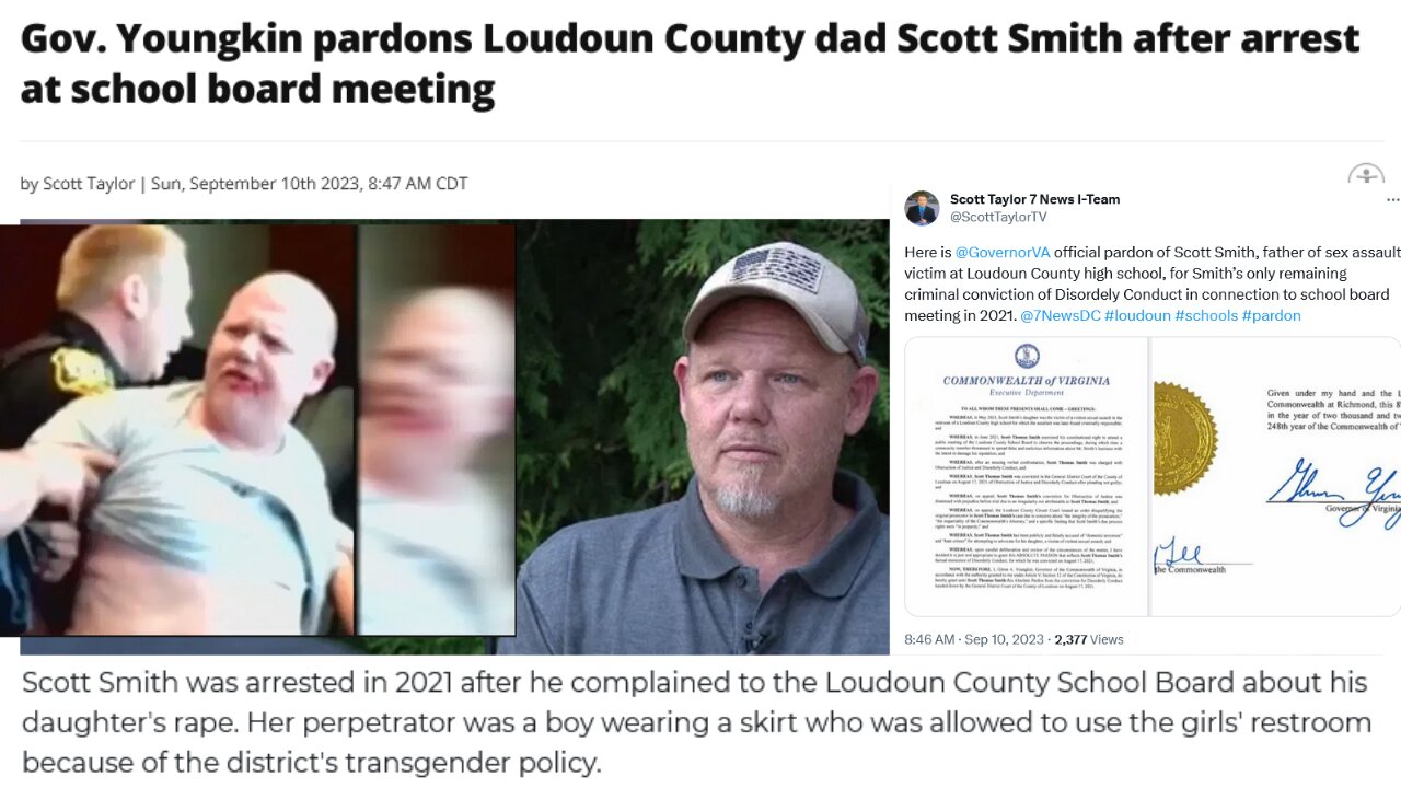 Gov. Youngkin pardons Loudoun County dad Scott Smith after arrest at school board meeting