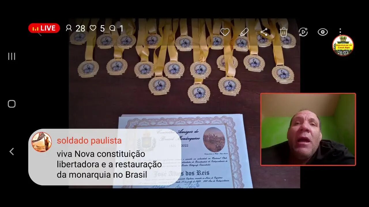 Ao vivo De graça Medalha do Bicentenario da independência do Brasil no IBI