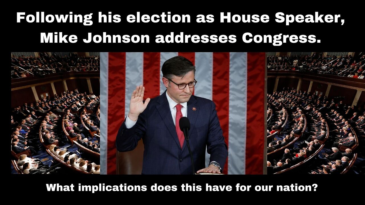 Following his election as House Speaker, Mike Johnson addresses Congress.