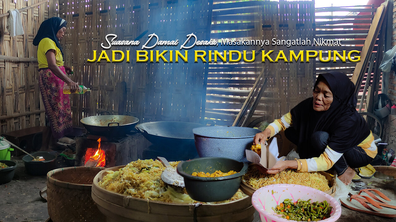 The atmosphere of village people when cooking together is very happy