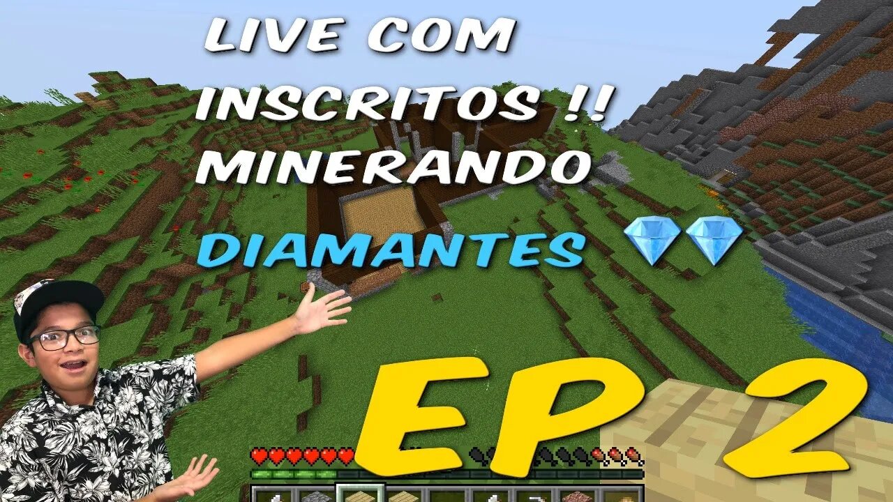 Live de Minecraft com Inscritos Minerando diamentes - EP 2 - #eoroper #pai_eoroper