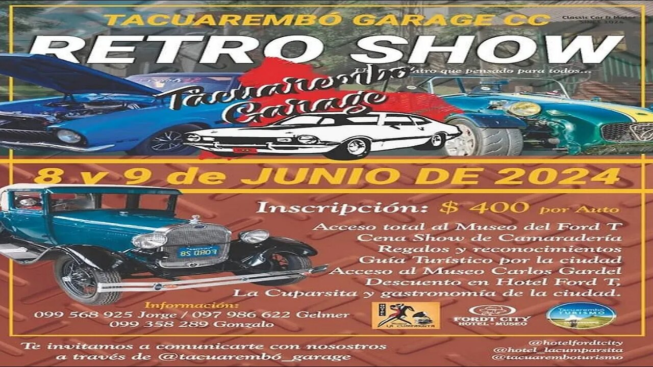 Retro Show - Autos y motos clásicas en FordT City Hotel - 8 y 9 de junio de 2024 - Tacuarembó