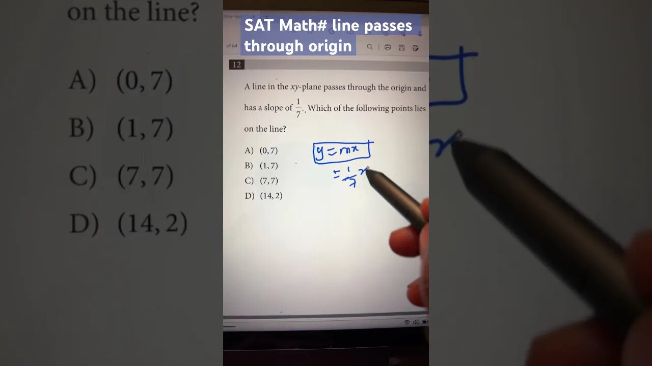 Equation of line passes through origin with slope #youtubeshorts #mathtrick #satmath #algebra