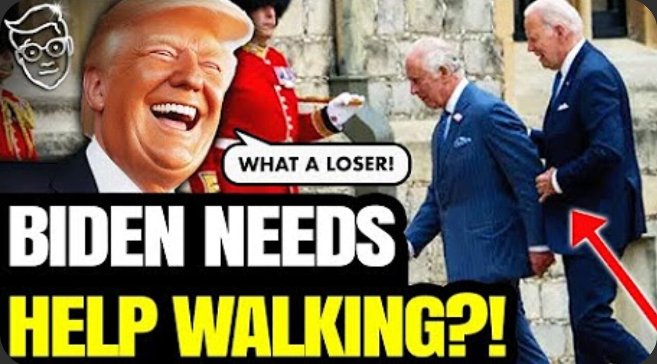 PANIC Joe Biden GRABS The King Of England Can Barely Walk At Royal Palace Gets LOST Yelled At