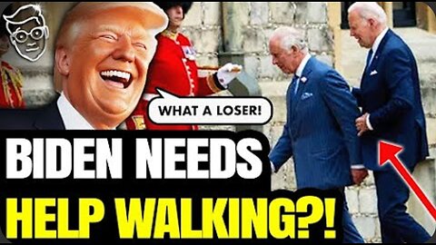 PANIC Joe Biden GRABS The King Of England Can Barely Walk At Royal Palace Gets LOST Yelled At