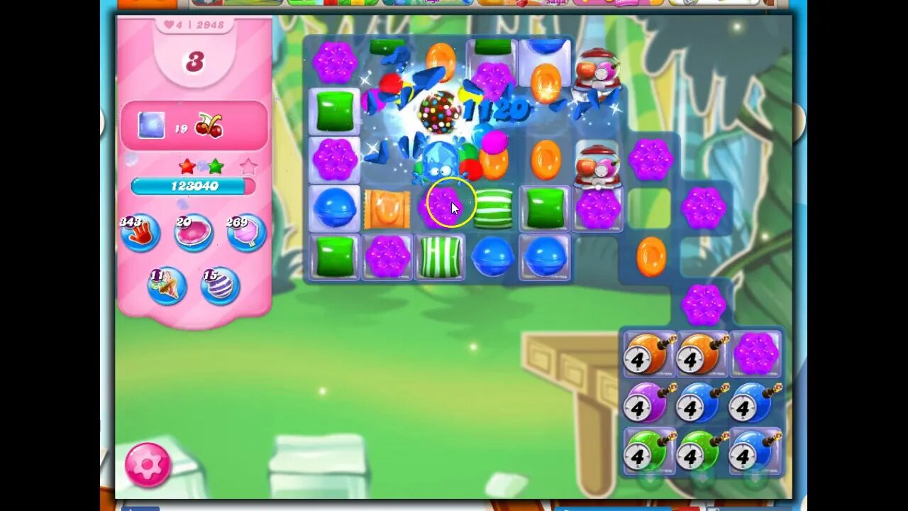 Candy Crush Level 2948 Talkthrough, 8 Moves 0 Boosters
