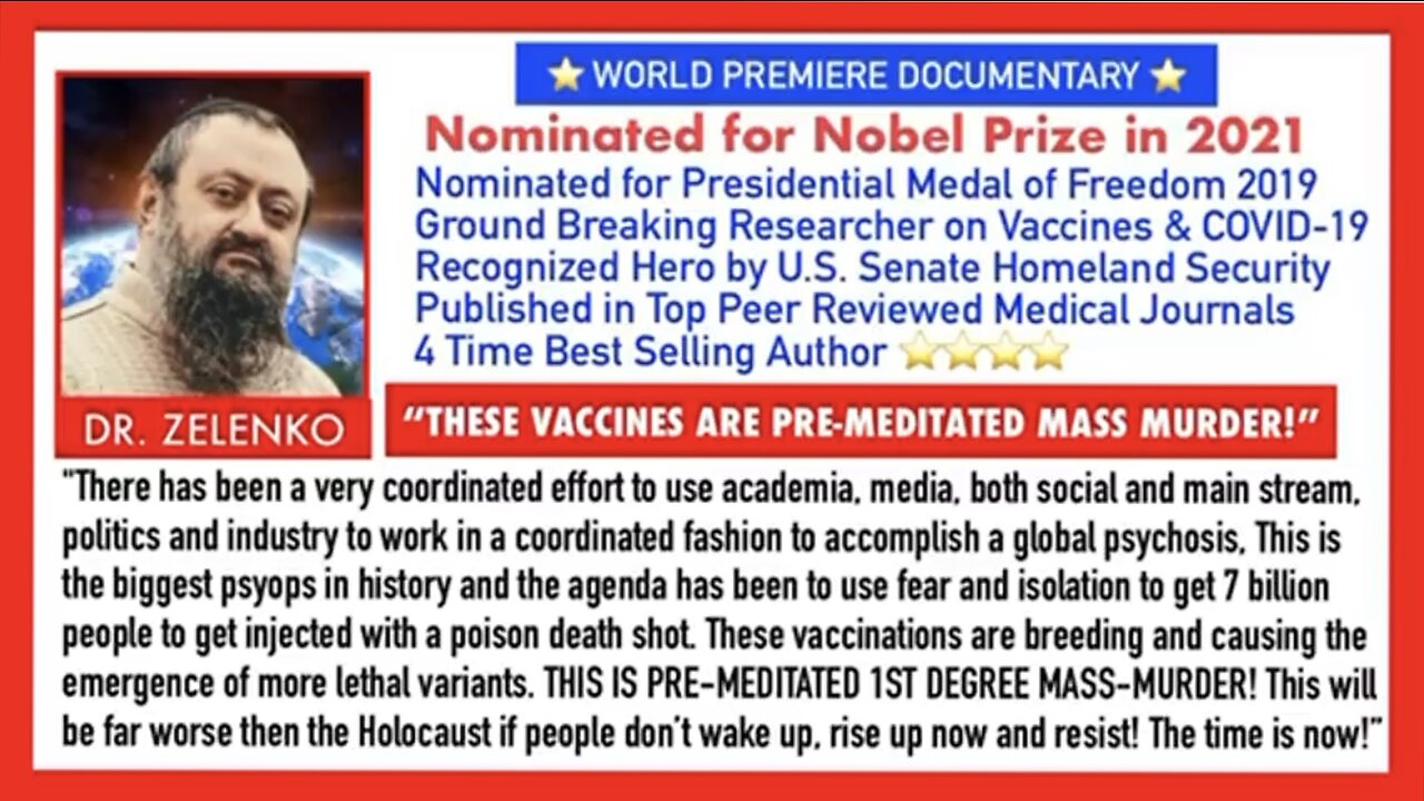 World Premiere Documentary: Dr. Zelenko Exposes The Global Depopulation Agenda Then Suddenly Dies