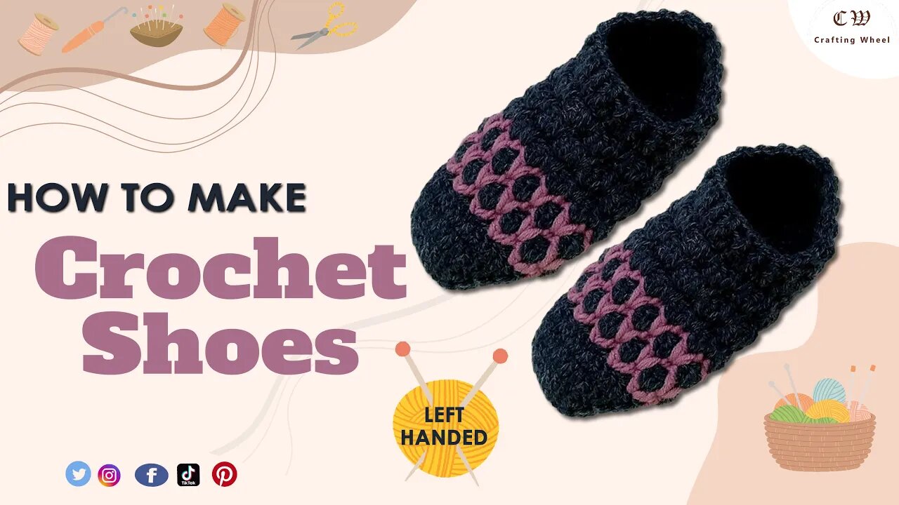 How to make crochet men shoes ( Left - Handed ) - crafting wheel.