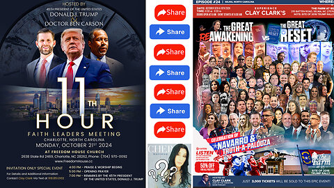 SHARE | Please Feel FREE to SHARE | 89 Tickets Remaining for Oct 18-19 Selma, NC ReAwaken America Tour + Donald J. Trump & Doctor Ben Carson to Speak At 11th Hour Faith Leaders Meeting In Charlotte, NC (Oct 21st 2024)