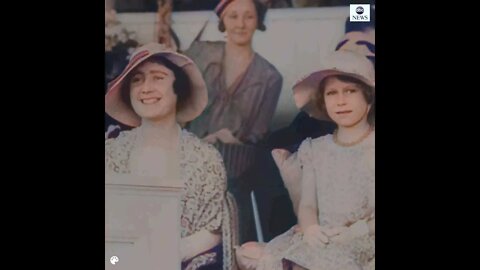 Colourised footage of a young Queen Elizabeth II