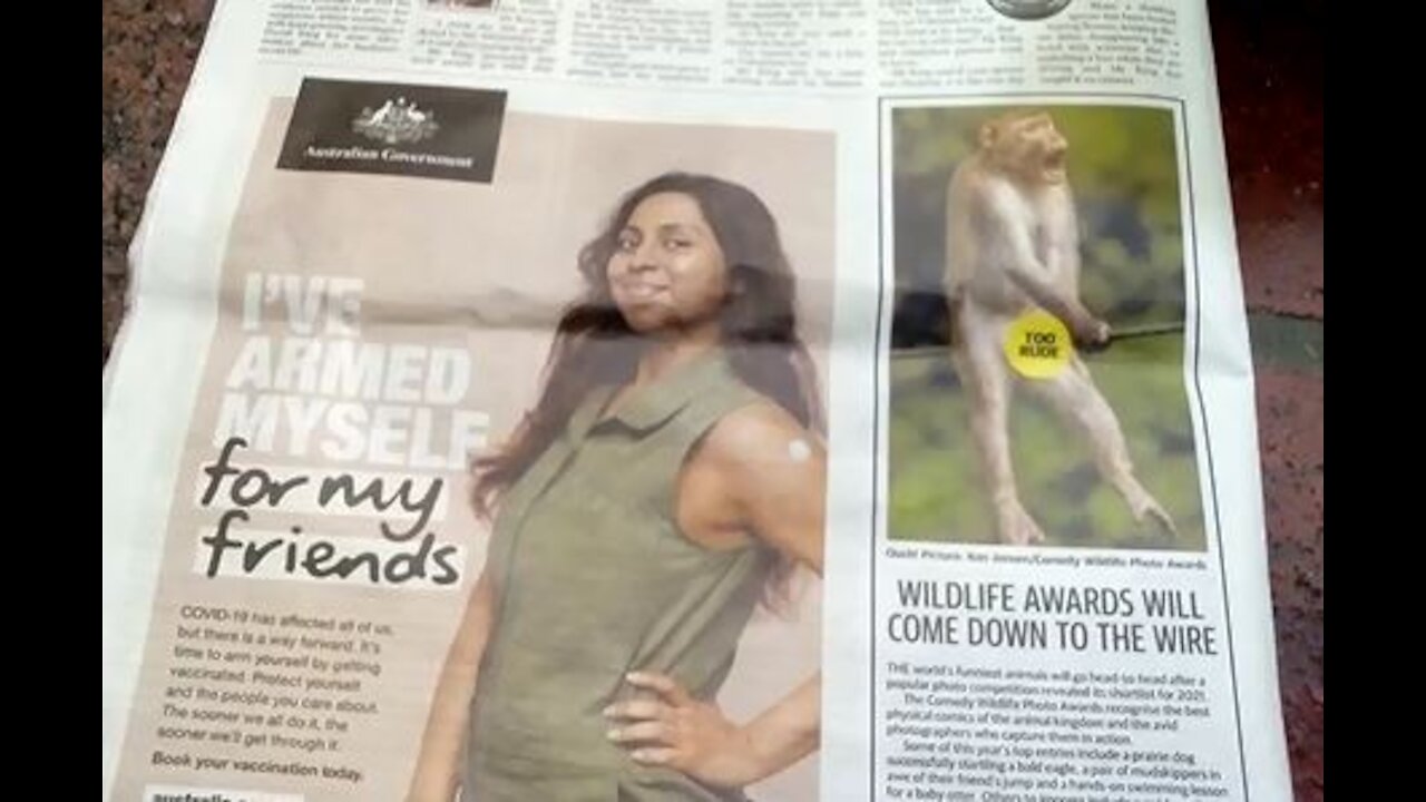 Aussie paper scares readers into jab then mocks them as self-harming lab monkeys