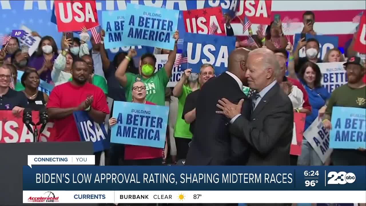 President Joe Biden's low approval rating shaping mid-term election races