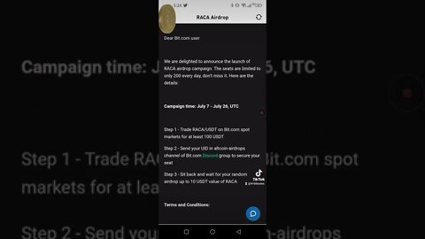 Claim your $RACA #AIRDrop with Bit💰