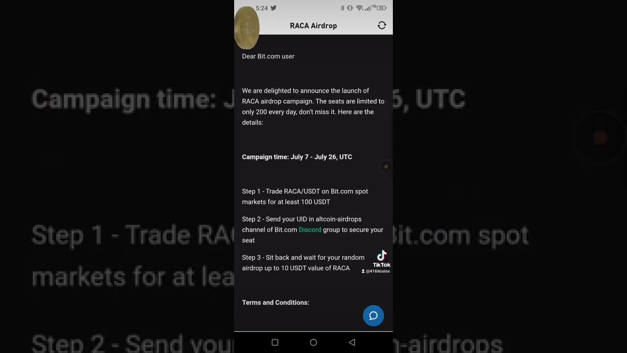 Claim your $RACA #AIRDrop with Bit💰