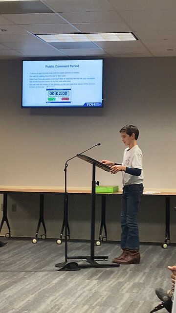 12/15/22 VA Board of Health Mtg: 10 year old Peter speaks truth