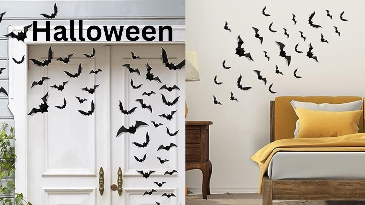 Halloween Decorations PVC 3D Bats Wall Decor for Halloween Party Supplies Scary Bats Wall Stickers