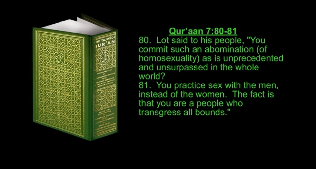 The Qur'aan Condemns Homosexuality Refuting Arguments Of Rape