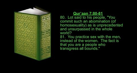 The Qur'aan Condemns Homosexuality Refuting Arguments Of Rape