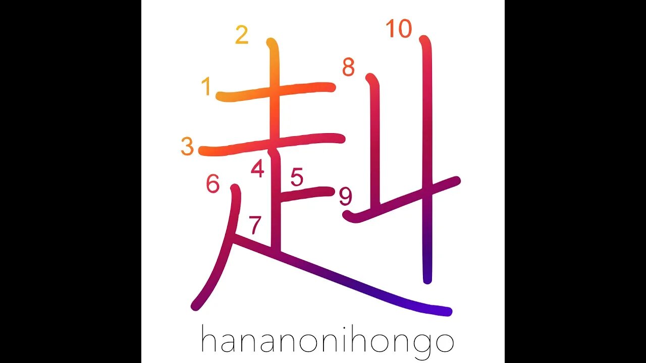 赳 - strong and brave - Learn how to write Japanese Kanji 赳 - hananonihongo.com