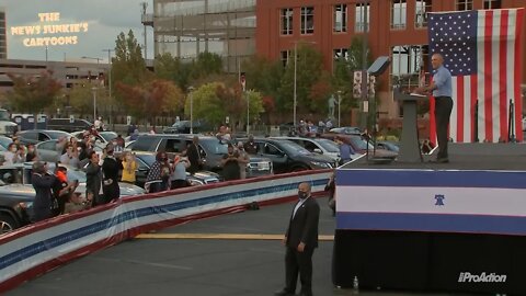 Obama embarrassing himself campaigning for Biden in the parking lot in Philadelphia.