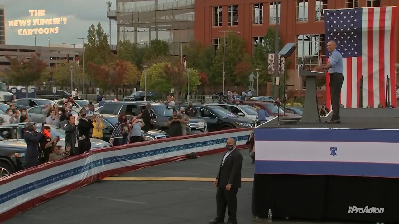 Obama embarrassing himself campaigning for Biden in the parking lot in Philadelphia.