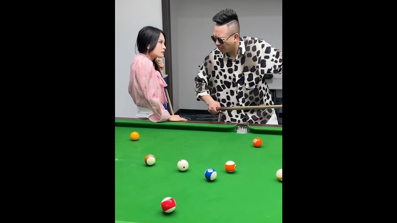 Funny pool game with friend