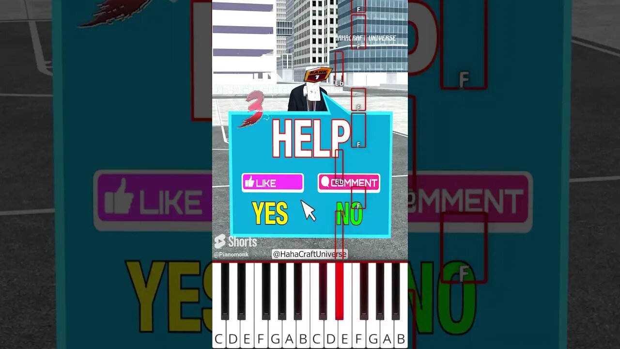 Help CameraMan Throw The Toilet Into The Basket (@HahaCraftUniverse) - Octave Piano Tutorial