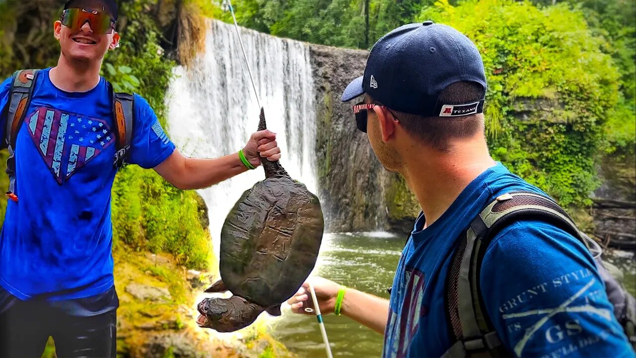 Fish, Snakes and Snapping Turtles in an Ohio river waterfall!