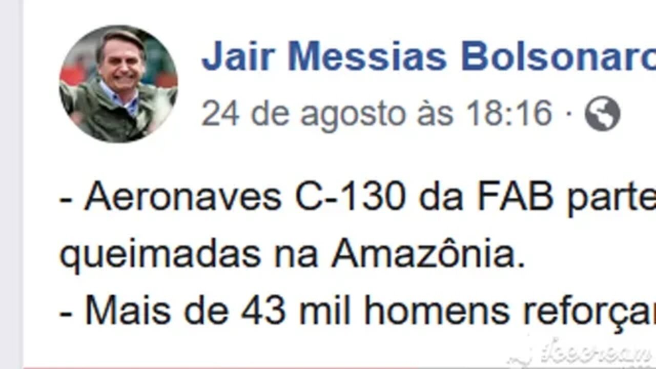 BOLSONARO: COMBATE A INCENDIOS NA AMAZONIA COM O AVIÃO C-130