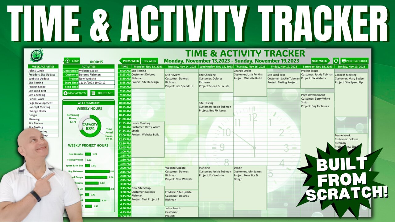 How To Create A Time And Activity Tracker In Excel. Designed From Scratch + Free Template