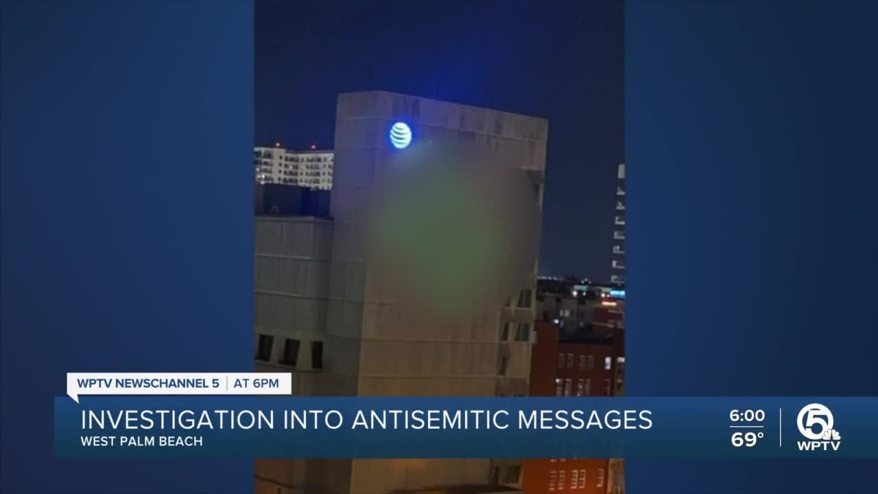 Antisemitic messages, Nazi swastika projected on building in downtown West Palm Beach