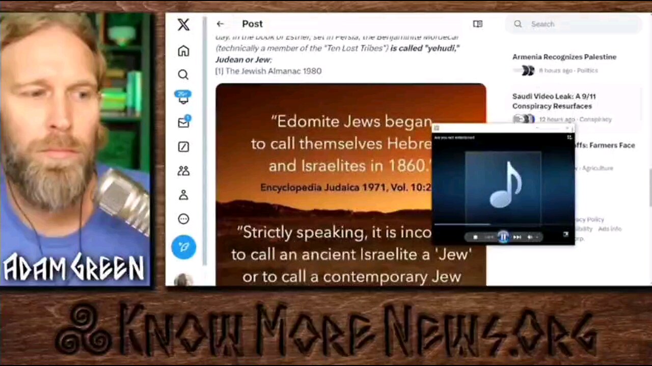 Adam Green debunking the "Edomite Jews began calling themselves Hebrews and Israelites in 1860" prop