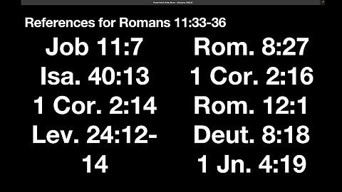 Romans 11:33-36 (Sunday School) 10/29/23 AM