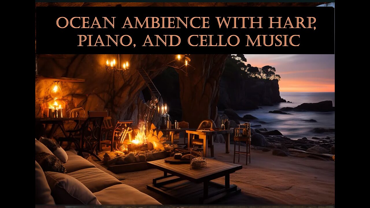 Ocean Ambience With Harp, Piano, and Cello Music