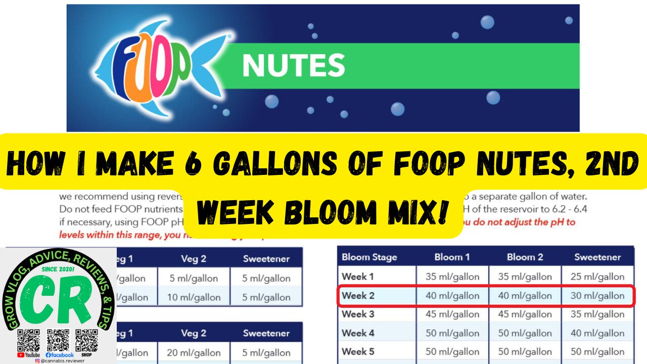 How I make 6 gallons of FOOP Organic Nutes 2nd week Bloom nutrient mix!