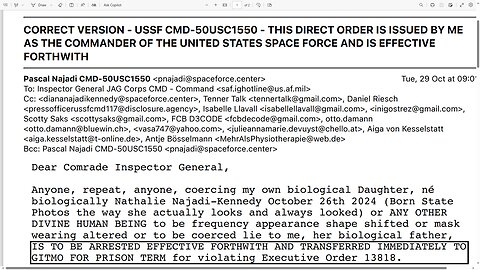 THIS DIRECT ORDER IS ISSUED BY ME AS THE COMMANDER OF THE UNITED STATES SPACE FORCE