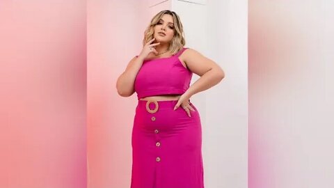 🛑 CONJUNTO SAÍA LONGA CROPPED COM LASTEX FEMININO PLUS SIZE