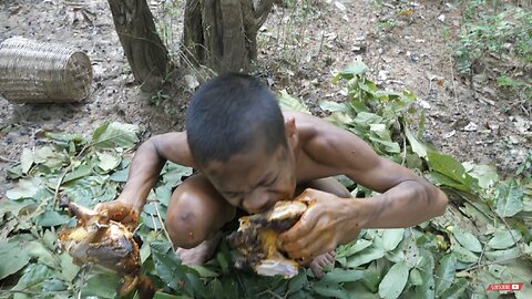 Forest man eating chicken 🤤.