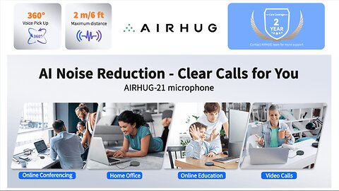 AIRHUG USB Microphone,Desktop Computer Mic, Mute Button