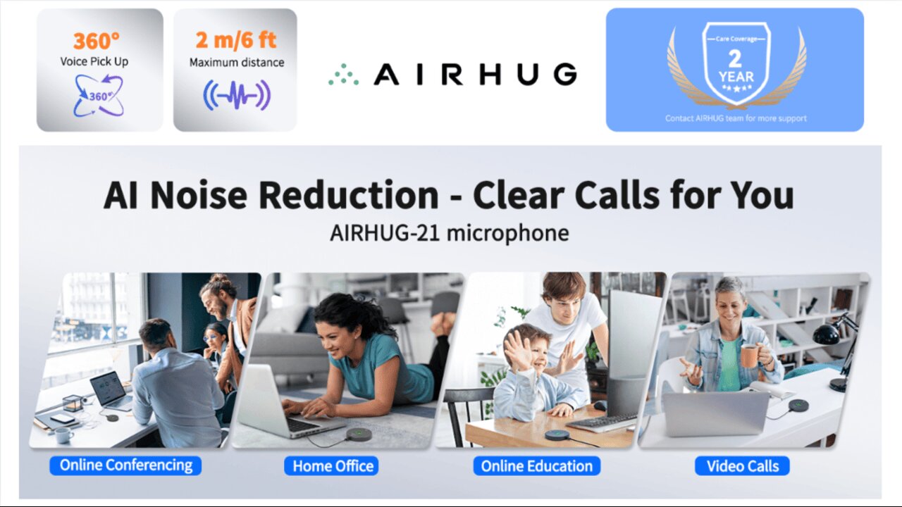 AIRHUG USB Microphone,Desktop Computer Mic, Mute Button