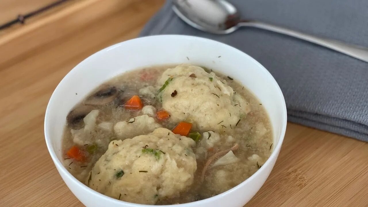 Light and Creamy Vegetable Soup with Buttermilk Dumplings